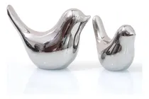 Comprar Estatuas De 2 Pajaros Pequeños Modernos Decoracion Plateado 