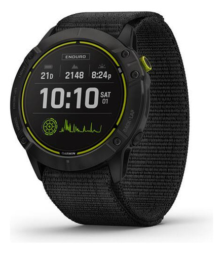 Smartwatch Garmin Enduro Titanio con revestimiento de DLC negro con correa de nailon UltraFit negra