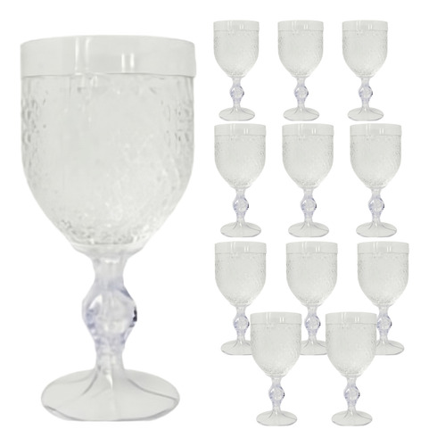 Taça De Água Acrílica Premium 400ml Suco Refresco Kit 12pçs