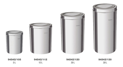 Cesto Tacho Basura Tramontina Acero Inox 5lts Tapa Vaivén S Color Gris