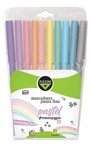 Marcadores De Colores Pastel Pizzini Finos X 10 Colores