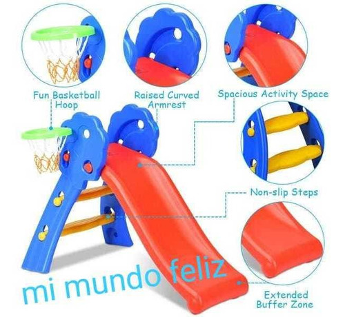 Imagen 2 de 3 de Resbaladera Tobogan Resbalin Para Niños Niñas Con Aro Basket