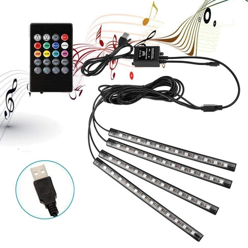 Coche De La Música Led Luz De Tira, 4pcs 48 Led Multicolor D