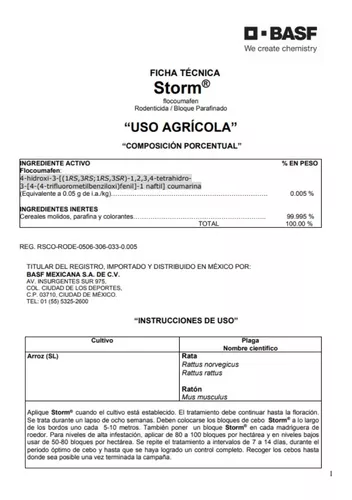 Veneno Mata Ratas Ratones Cebo En Cubos Storm® 1 Kg Original