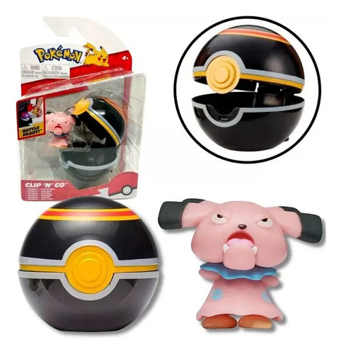 Boneco Snubbull Pokémon + Pokebola Clip N Go Sunny Brinquedo