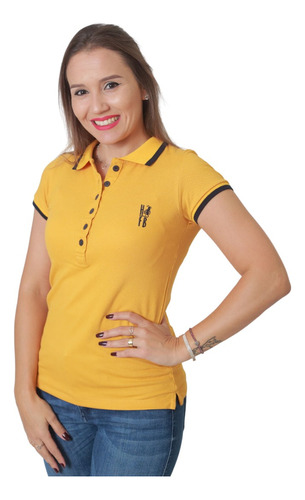 Camisa Polo Feminina Mostarda