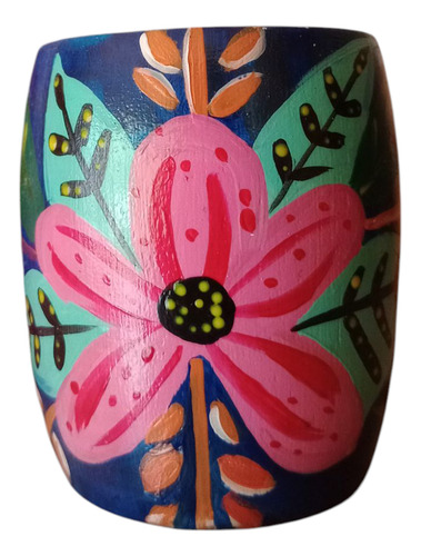 Mate De Madera Pintado A Mano. Rosa Chicle Mates A Elegir Diseño