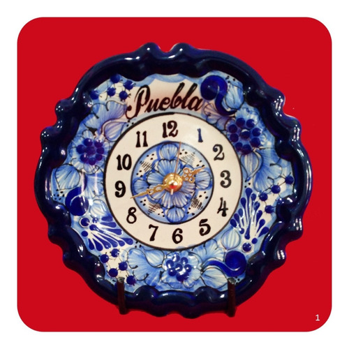 Imagen 1 de 2 de Reloj Talavera Poblana Barroco Azul C/ Puebla 18 Cm M1 Rlj