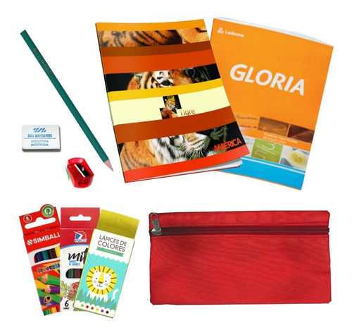 Kit Set Utiles Escolares 5 Productos + Cartuchera Primaria