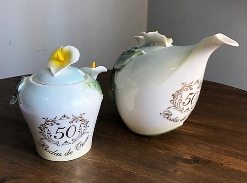 Imagem 10 de 10 de Kit Porcelana Copo De Leite Bodas D Ouro 50 Anos D Casamento