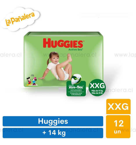 Pañales Huggies Active Sec Unisex 4 Paquetes Talla Xxg