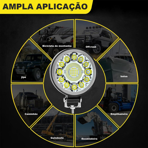 Par Farol De Milha Led 99w 6500k Auxilar Caminhão Barco Off