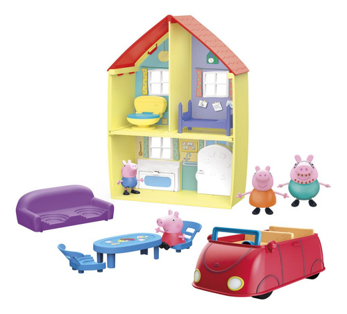 Casa Familiar De Peppa Pig Con Figuras Automóvil Juego De