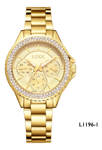 Reloj Mujer Loix®  L1196-1 Dorado Con Tablero Dorado