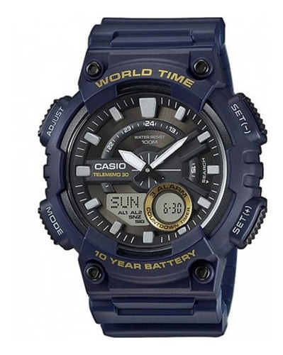 Reloj Casio World Time Aeq110w-2av 100% Original Y Nuevo.