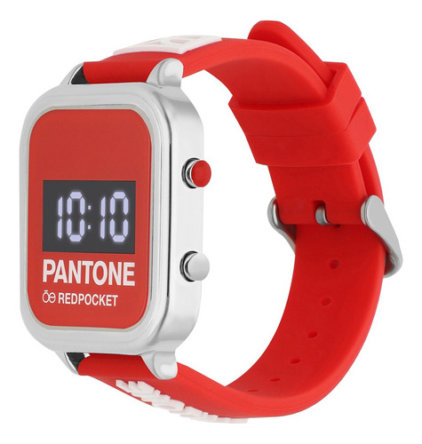 Reloj Cloe Pantone Digital Unisex Color Rojo De Silicón