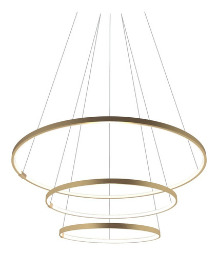 Lampara Colgante Led 3 Anillos 44/60/92 126w Oro Moderno Luz Estructura Blanco Frío