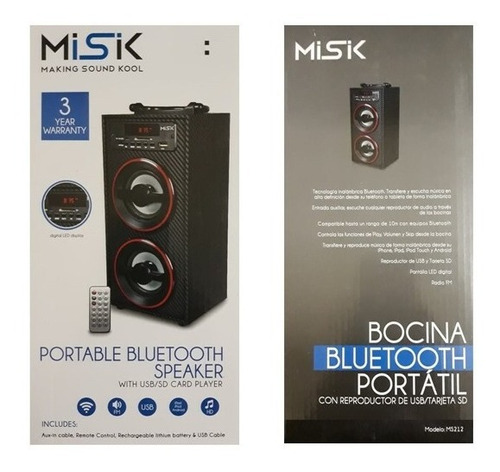 Bocina Portátil Misik Bluetooth Sd Radio Usb