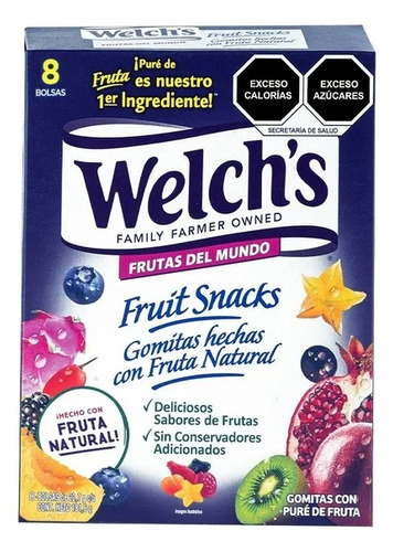 2 Pzs Gomitas Welch's Con Puré De Frutas Del Mundo 181.6 G