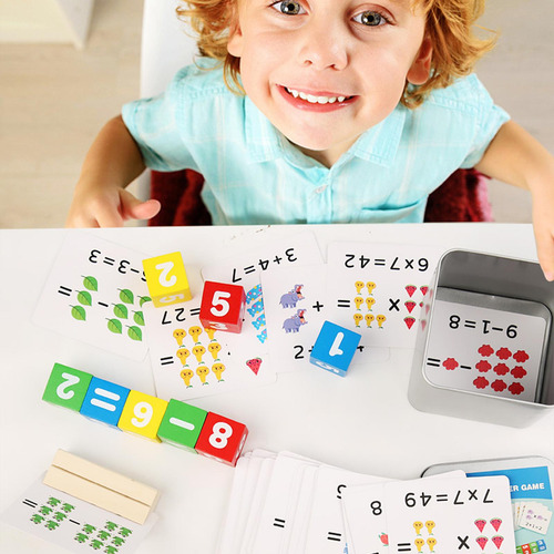 Math Game Children Learning Board 54pcs Double Sided Cards