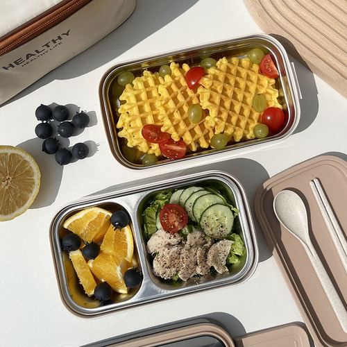 Doble Grado Alimenticio Acero Inoxidable Aislado Lunch Box Una Sola Capa 700ml