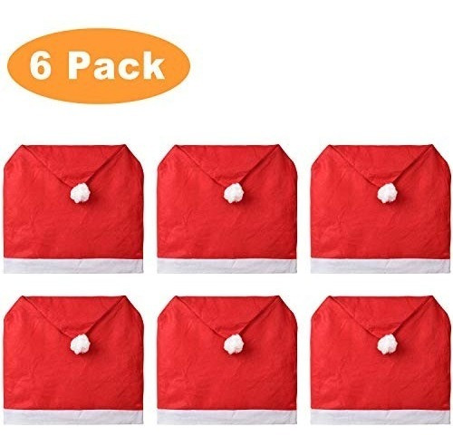 Imagen 4 de 7 de Fundas Navideñas Decorativas P/6 Sillas Tipo Gorra Papá Noel