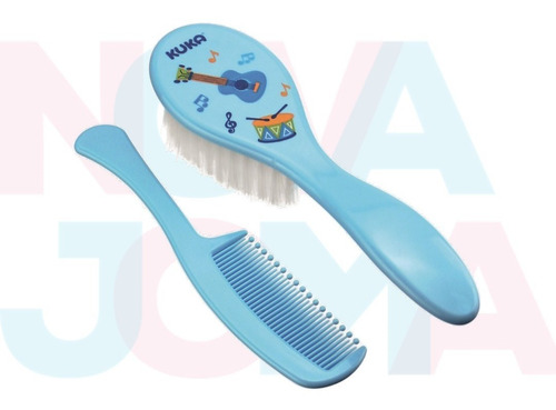 Conjunto Para Cabelo Escova E Pente Kuka Azul