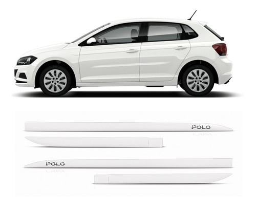 Protetor Lateral Vw Polo 2018 A 2020 Branco Cristal 4 Peças