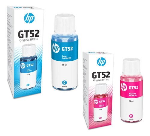 Kit De 2 Botellas De Tinta Hp Gt52 Cyan Y Gt52 Magenta