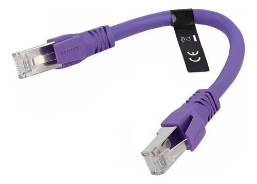 Cable de red Vention Cat6a Certificado - 20 centimetros Violeta - Premium Patch cord - Blindado Sstp Rj45 Ethernet servidores 10gbps - 500 Mhz - 100% cobre - IBMVAH