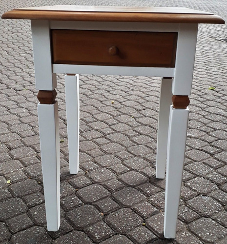 Mesa Lateral Branca Com 1 Gaveta Madeira Maciça