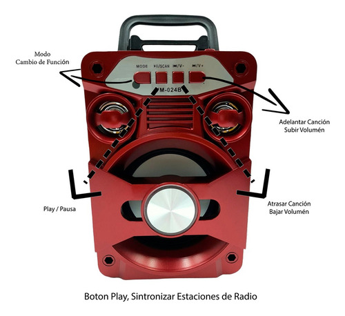Bocina Bluetooth Recargable Radio Luz Led + Control Remoto