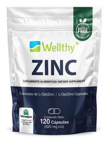 Wellthy Zinc 520 Mg 120 Cap Sabor Neutro