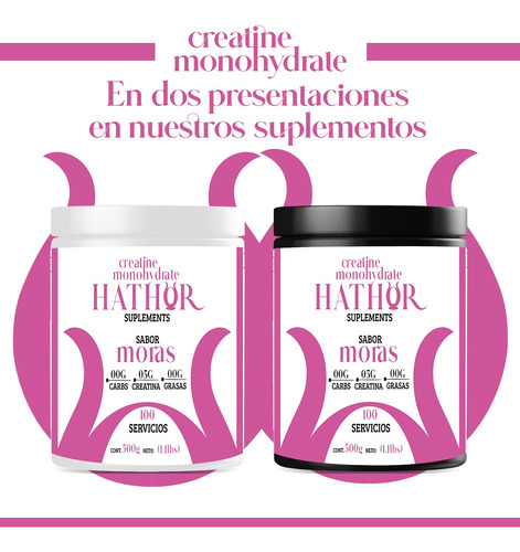Creatina Monohidratada 500g Hathor En Polvo Varios Sabores Moras