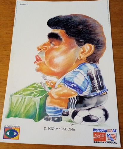 Maradona Caricatura Lámina 1994 Ídolos Mundialistas (Usado)