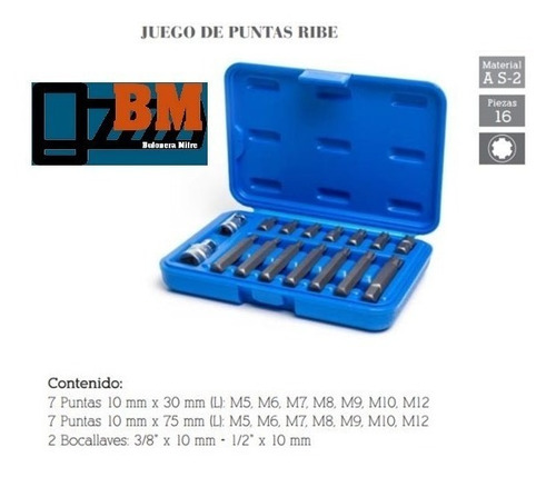Juego De Puntas Ribe Bocallaves Set 16 Pz Ruhlmann Maletin