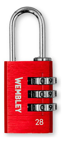 Candado De Combinacion De Aluminio 28mm Wembley 7882 Color Rojo
