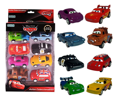 Pack X8 Autos Infantil Disney Cars Ditoys Friccion Original