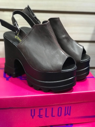 Sandalia Tratorada, Salto Quadrado, Meia Pata, Yellow | Mercado Livre