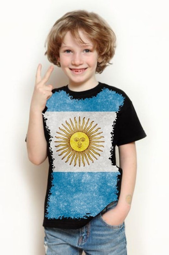Camiseta Criança Frete Grátis Bandeira Argentina
