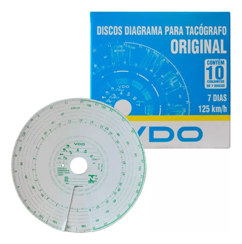 Kit 10un Disco Tacografo Semanal 125km 7dias Vdo 10un Cada Branco