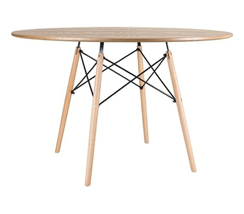 Mesa Eames Redonda 120 Cm Cubierta De Madera