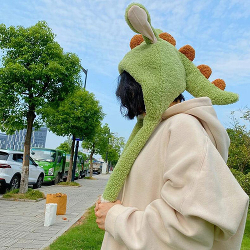 Gorro De Felpa Con Diseño De Dinosaurio Que Se Mueve, Cálido