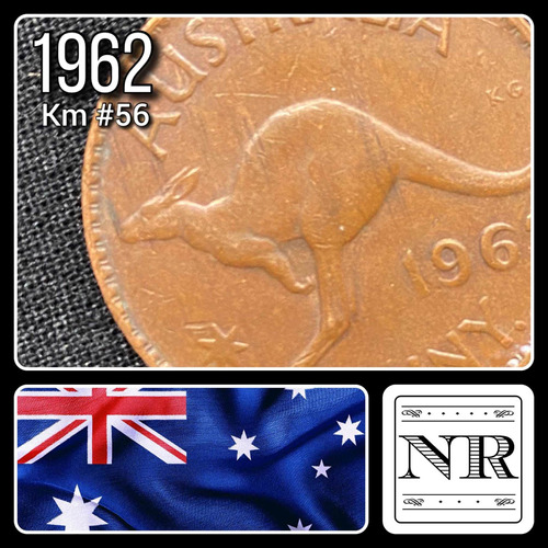 Australia - 1 Penny - Año 1962 - Canguro - Km #56 - 30.8 Mm