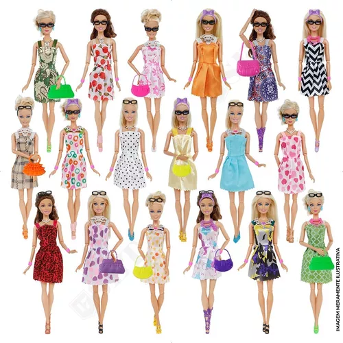 Roupas e acessórios para boneca Barbie - Coleção de Ninarts