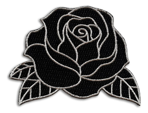 Parche Bordado Diseño Rosa Negra Pinsanity