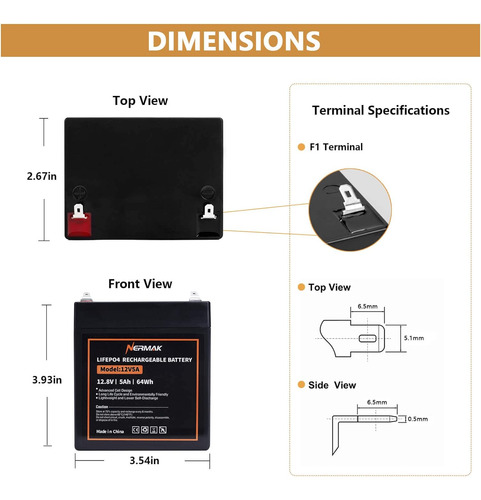 Batería De Ciclo Profundo De Litio Lifepo4 De 12v 5ah,...