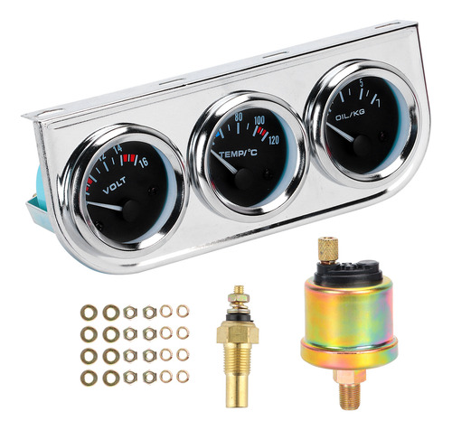 Voltímetro Para Coche M10x1, 52 Mm, 3 En 1, Medidor De Tempe