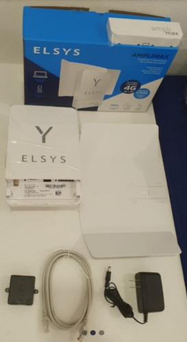 Amplificador de Internet Amplimax Elsys 4g +roteador+cabo rural cor branca
