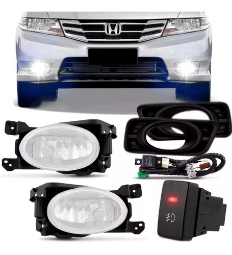 Kit Farol Milha Honda City 2012 2013 2014 Completo Brinde